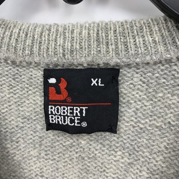Robert Bruce Gray V Neck Pullover Sweater Vintage Wool Blend Mens XL - Picture 2 of 4